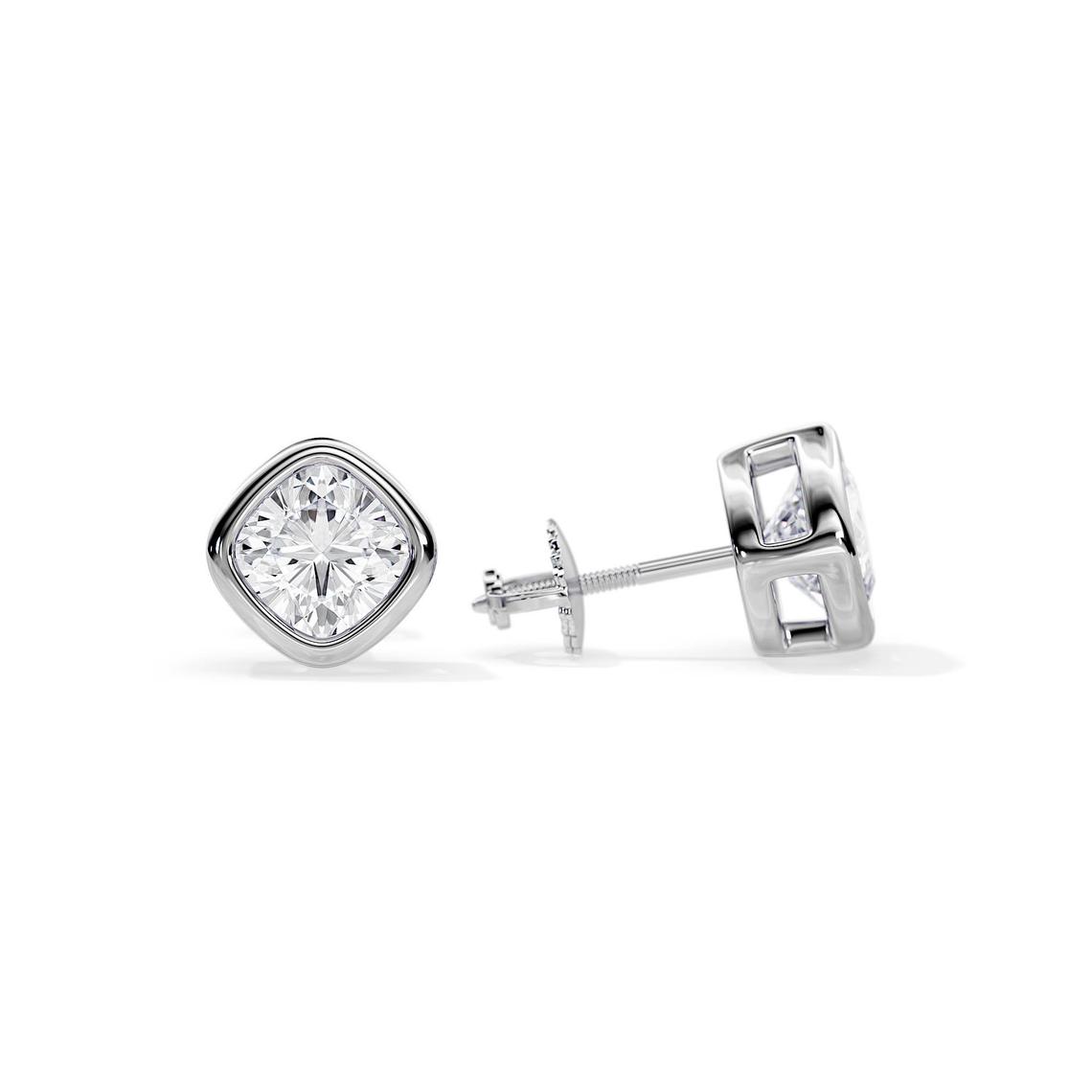 10k Gold Cushion Cut Moissanite Earrings