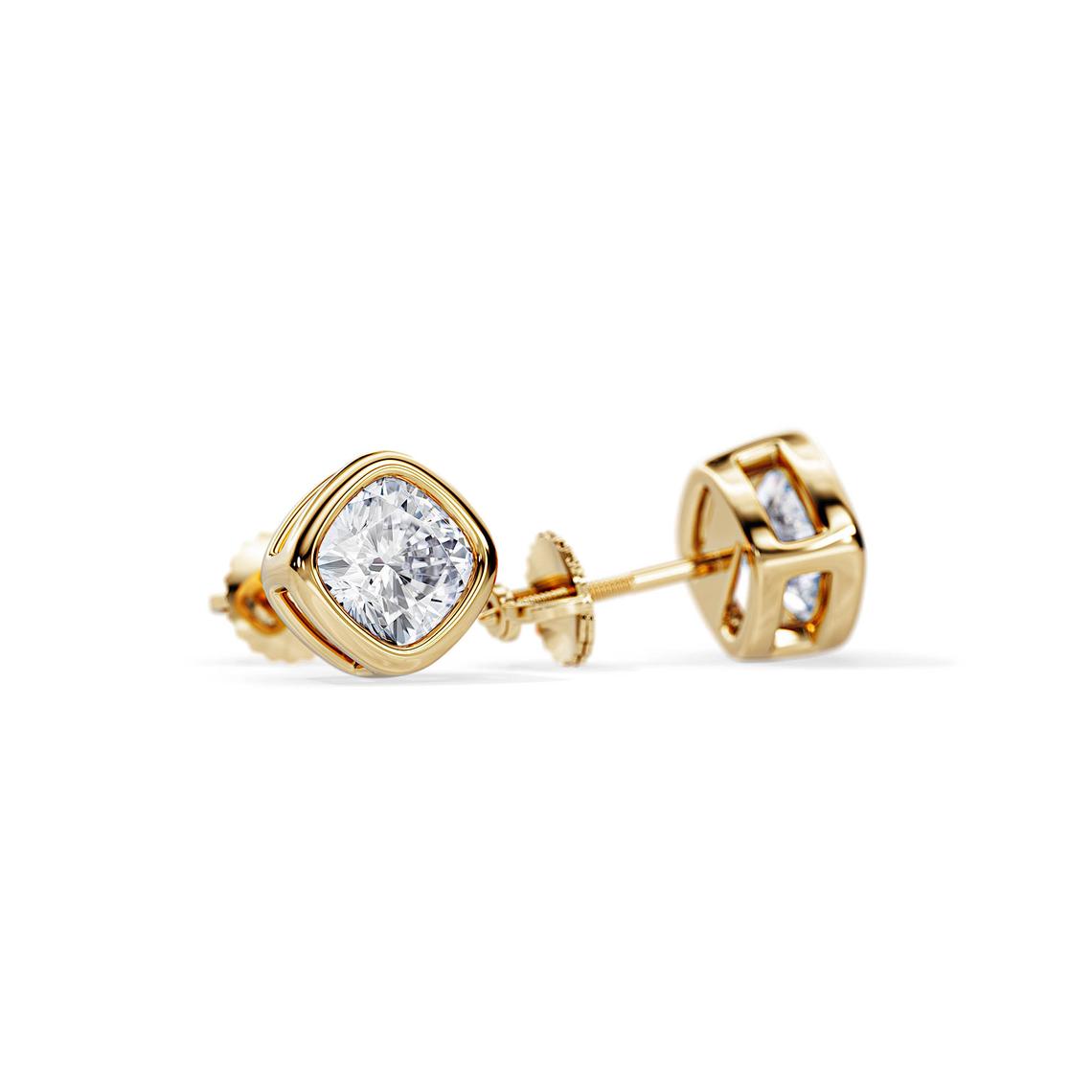 10k Gold Cushion Cut Moissanite Earrings