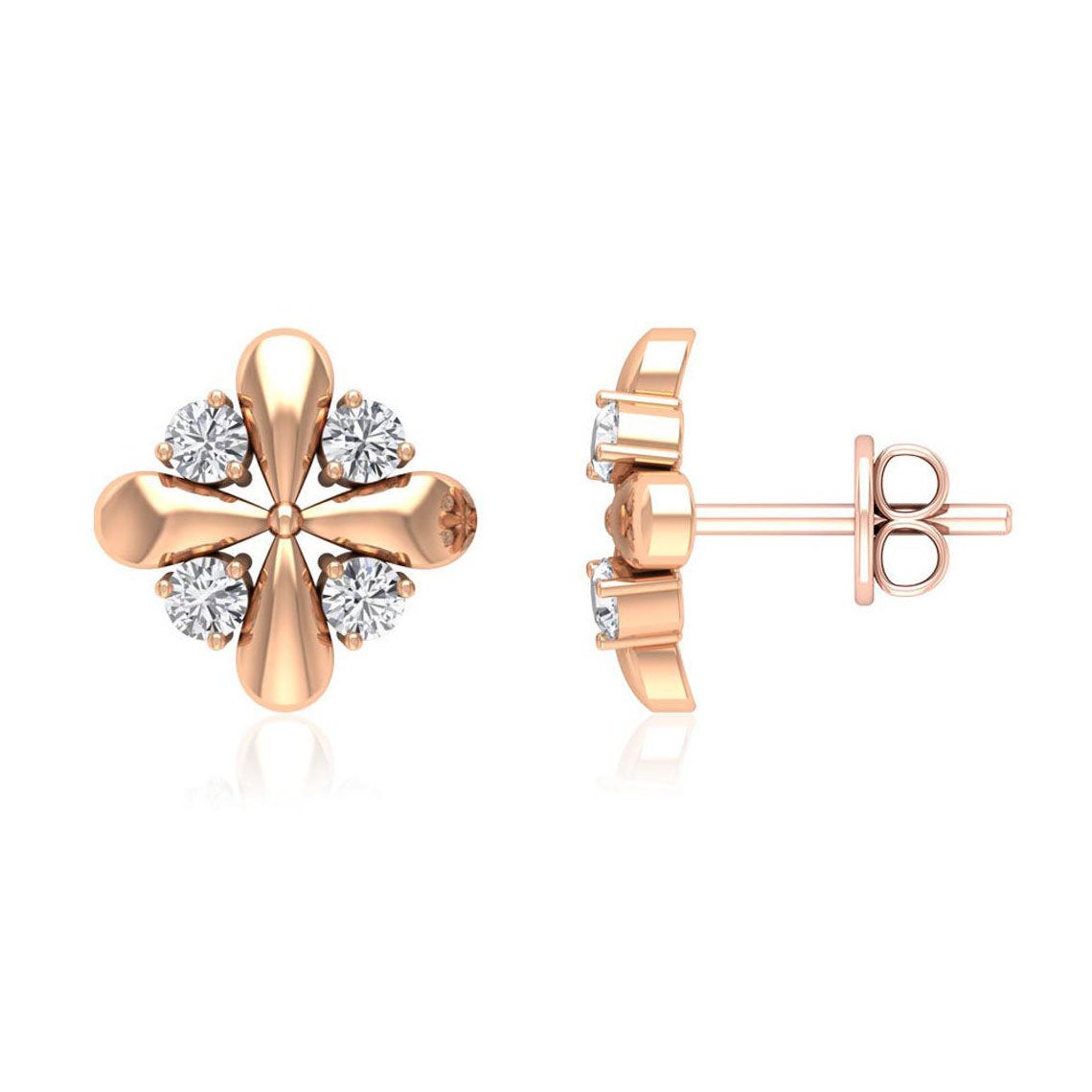 10k Gold 0.5ct Flower Moissanite Stud Earring