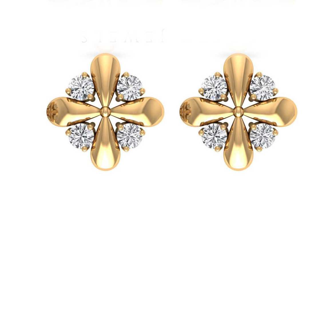 10k Gold 0.5ct Flower Moissanite Stud Earring