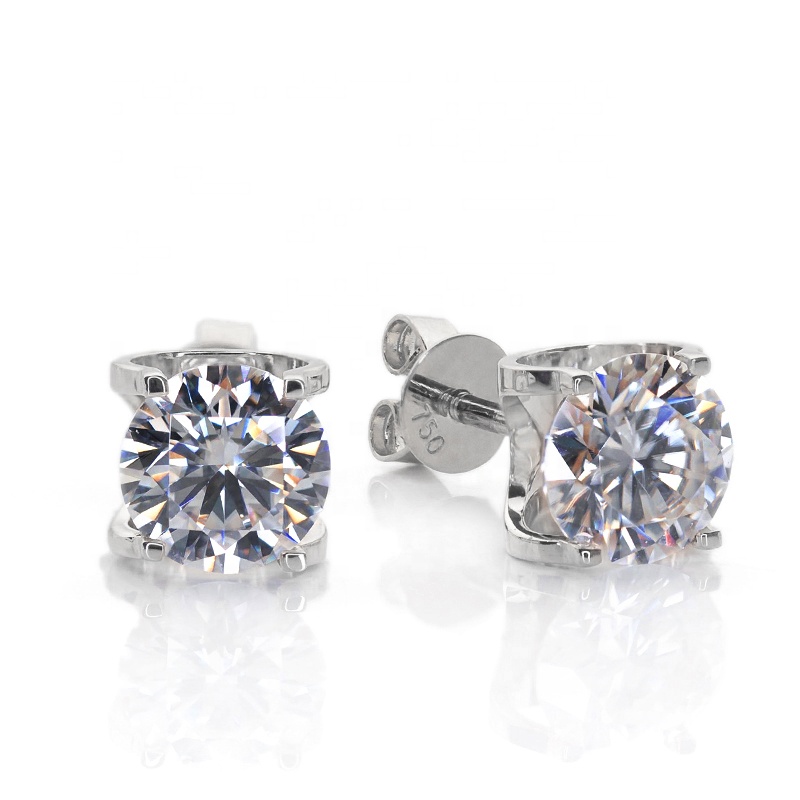 18k Gold Moissanite Diamond Stud Earrings