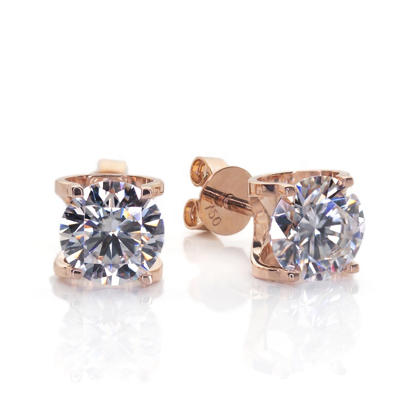 18k Gold Moissanite Diamond Stud Earrings