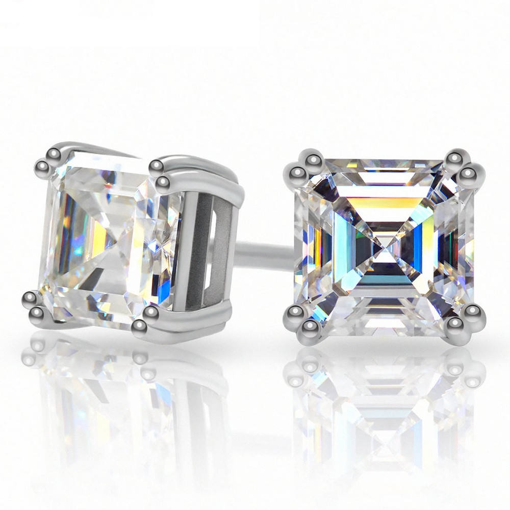 14k White Gold Moissanite Women Stud Earrings
