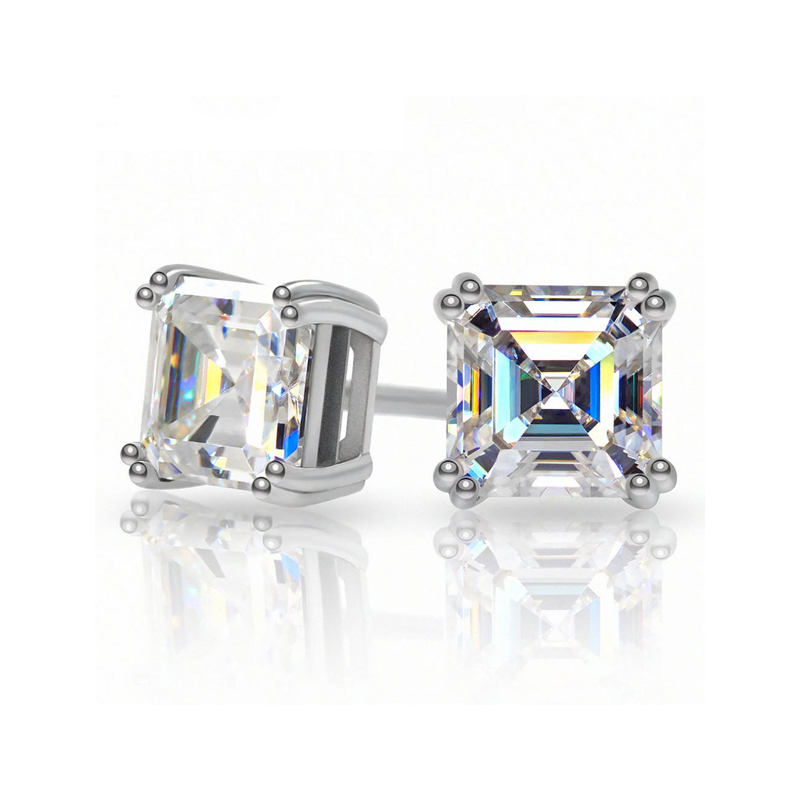 14k White Gold Moissanite Women Stud Earrings