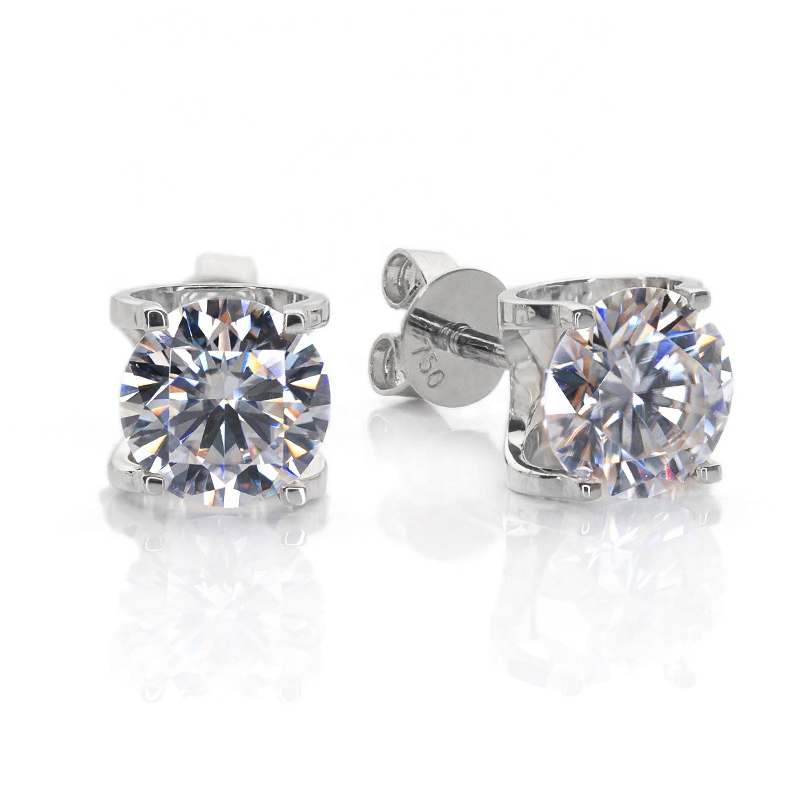18k Gold Moissanite Diamond Stud Earrings