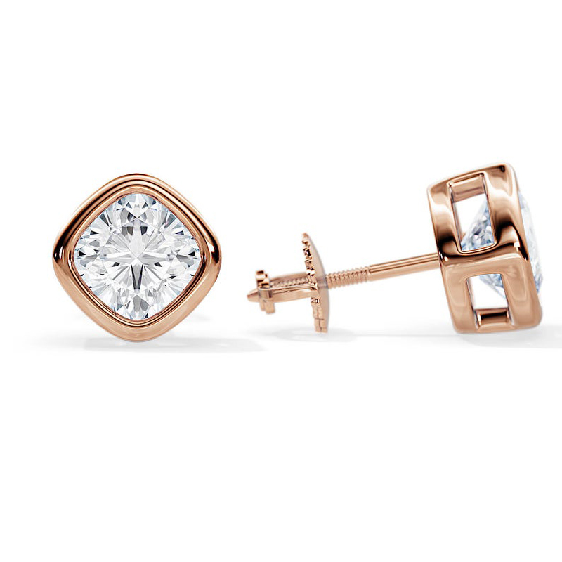 10k Gold Cushion Cut Moissanite Earrings